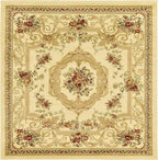 Unique Loom Versailles Collection Traditional Classic Floral Motif Area Rug (4' 0 x 4' 0 Square, Ivory/ Tan)