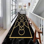 Luxury Gold Stamped Texture Hallway Runner Rug for Walkway, 4x10ft, Abstract Black Marble Background Entrance Carpets, Minimalist Geometric Decoration Absorbent Mat for Floor Office