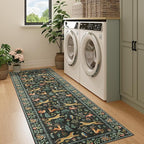 DUKINO Runner Rug, 2x7 Washable Kitchen Rugs for Hallways with Non Slip Backing, Soft Low Pile Vintage Animal Runner for Kitchen, Hallway, Entryway, Laundry, Bedroom, Black