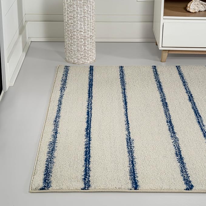 JONATHAN Y Williamsburg Minimalist Stripe Cream/Navy Indoor Area Rug, 5x8, Contemporary, Modern, Easy-Cleaning for Living Room, Bedroom, Kitchen, Pet Friendly, Non-Shedding (MOH201E-5)