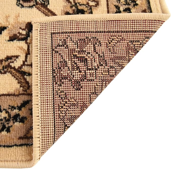 Rugs.com Yasmin Collection Rug – 10 Ft Runner Ivory Medium Rug Perfect for Hallways, Entryways