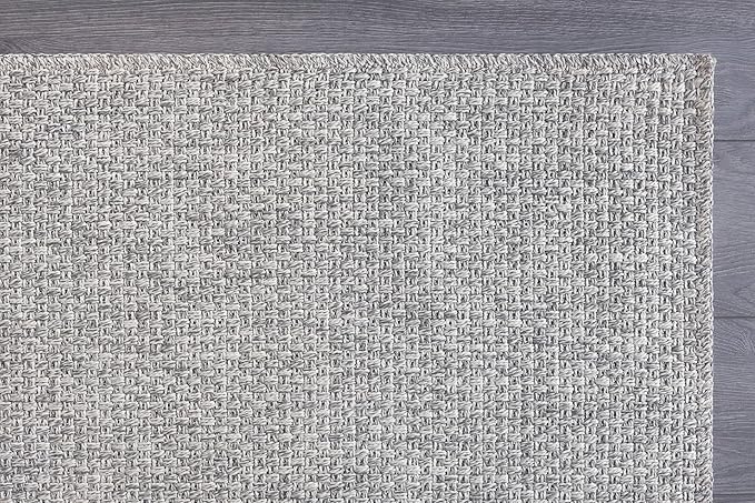 CAMILSON Easy Jute Rug 9x12, Indoor Outdoor Gray Color Farmhouse Area Rugs for Living Room Patio and Kitchen Rug, Solid Boho Woven Design, Easy-Cleaning, Washable Outside Carpet Alfombras (9 x 12)