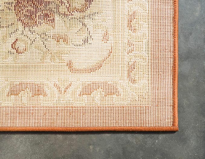 Unique Loom Versailles Collection Traditional Classic Floral Motif Area Rug (10' 0 x 13' 0 Rectangular, Terracotta/ Ivory)