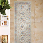 jinchan Runner Rug 2x5 Washable Hallway Rug Distressed Orange Multi Vintage Floral Runner Kitchen Floor Cover Indoor Mat Retro Entryway Living Room Bedroom Office Farmhouse