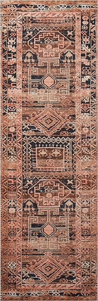 Loloi Layla Collection LAY-14 Mocha/Blush 2'-6" x 7'-6" .13" Thick Runner Rug, Soft, Durable, Vintage Inspired, Distressed, Low Pile, Non-Shedding, Easy Clean, Printed, Living Room Rug