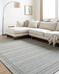 Mark&Day Wool Rugs, 2x8 Janmichael Solid and Border Gray Runner Area Rug, Grey Ivory Carpet for Hallway, Kitchen, Bedroom or Living Room (2'6" x 8' Runner)