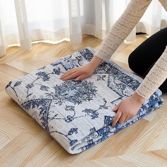 2x6 Area Rug,Boho Vintage Oriental Washable Rugs,Collapsible Area Rug for Bedroom, Entryway, Kitchen, Bathroom