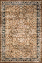 Morebes Washable 6x9 Area Rugs,Vintage Large Area Rug Non Slip,Ultra-Thin Boho Rug for Dining Room Table,Distressed Soft Throw Carpet for Bedroom Office Living Room, Dark Brown