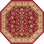 Unique Loom Sialk Hill Collection Area Rug - Washington (7' 11" Octagon Burgundy/Cream)