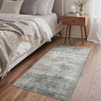Bavni Washable Area Rug, Soft Grey Rugs Non-Slip, Thin Foldable 3x5 Rug, Modern Stain Resistant Rug for Living Room, Kitchen, Bedroom, Granite Gray