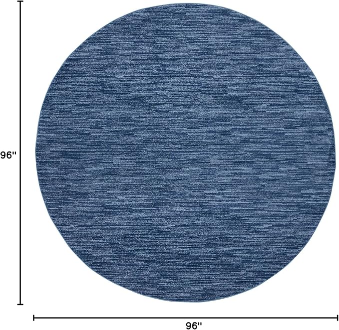 Nourison Home Nourison Essentials Navy Blue 8' x Round Area Rug - Easy Clean, Non Shedding, Bed Room, Living Room, Dining Room, Kitchen (8' x Round)