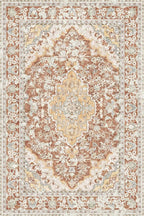 Washable Area Rug 4x6 | Non Slip Area Rug for Living Room, Bedrooms, Dining Room | Ultra-Soft Flannel Carpet Area with Rubber Backing (Brick Red, 4x6)