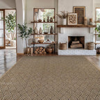 Easy Jute Rugs 6x9 Herringbone Natural Color Living Room Indoor Outdoor Area Rug for Patio and Kitchen Rug High Traffic Washable Easy to Clean Solid Boho Woven Design Carpet (6 x 9)