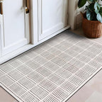 Rugshop Bohemian Stripe Lines Washable Non Slip Area Rug 2' x 4' Ivory