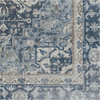 RUGGABLE Washable Vintage Area Rug – Kamran Admiral Blue 8x10, Stain-Resistant, Non-Slip – Large Machine Washable Rugs for Living Room, Bedroom, Hallway, Entryway & Office–with Standard Pad