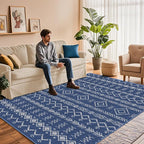Indoor Outdoor Area Rug Washable Patio Rug Modern Moroccan Geometric Indoor Outdoor Carpet Rug Non Slip Non Shedding for Patio, Deck, Backyard, Porch (8x10)