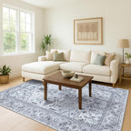 Fame Living Washable Area Rug. Modern Farmhouse. Vintage. Turkish. Bohemian. Distressed. Oriental. Traditional. Rugs for Living Room. Dining. Bedroom. Office. Entryway. Foyer. (861GG, 5' x 6'9")