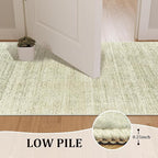 Art&Tuft Non-Slip Runner Rug - 2x5 Runner Rug Washable Low-Pile Rugs Runners, Soft Distressed Carpet Runner for Bedroom Bathroom Kitchen Laundry Living Room, Green