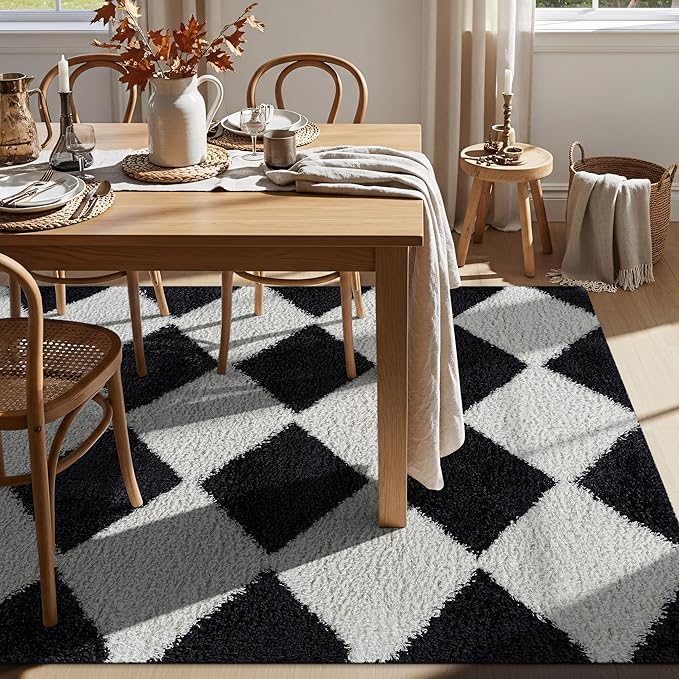 Rugshop Diamond Wave Pattern Shag Area Rug Anthracite Dark Gray 5' x 7' Great for Bedrooms, Living Rooms, or Under Coffee Tables