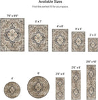ReaLife Rugs Machine Washable Area Rug Runner - Living Room Bedroom Bathroom Kitchen Entryway Office - Padded Low Pile Stain Resistant Premium - Boho Farmhouse Vintage - Joy - Brown Beige 2'6" x 10'