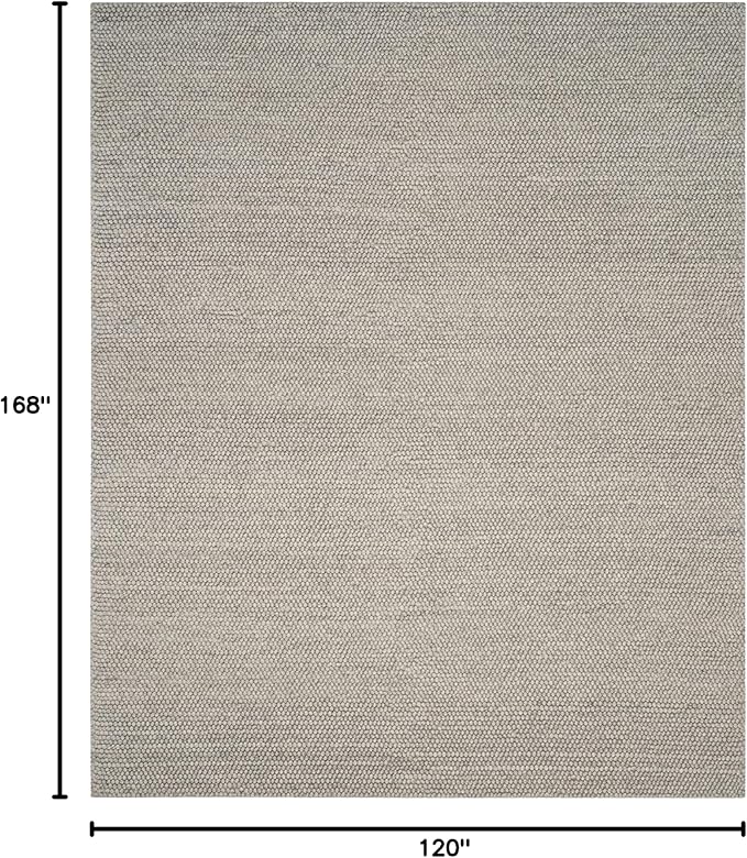 SAFAVIEH Area Rug 10x14 - Natura Collection - Large - Silver, Handmade Wool Blend, Textured Design, Ideal for Living Room, Bedroom, Dining Space (NAT620C)