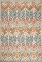 Dash & Albert Seneca Blue Machine Washable Rug, 7.5 X 9.5 Feet, Multicolored Graphic Pattern