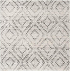 SAFAVIEH Adirondack Collection Area Rug - 6' Square, Light Grey & Grey, Modern Diamond Distressed Design, Non-Shedding & Easy Care, Ideal for High Traffic Areas in Living Room, Bedroom (ADR131C)