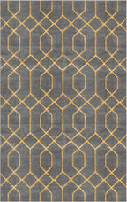 Unique Loom Glam Collection Area Rug - Trellis (3' 3' x 5' 3' Rectangle, Gray Gold/ Gold)