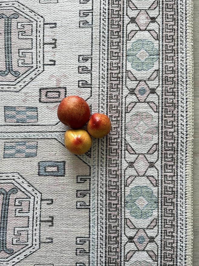 Fame Living Faded Oushak Rug, Turkish Vintage Floral Pastel Large Oversized Area Rugs for Living Room Dining Bedroom Kitchen Bathroom Nursery (848BrCr, 2'5" x 4'9")