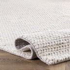 Nuloom Penelope Off-White/Ivory, 2'6" x 10', Hand-Braided, Wool & Cotton, Soft and Textured, High Traffic, Stain Resistant, Easy Clean, Durable Runner for Bedroom, Living Room, Dining, Entryway