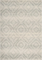 SAFAVIEH Adirondack Collection Area Rug - 6' x 9', Ivory & Light Blue, Modern Diamond Distressed Design, Non-Shedding & Easy Care, Ideal for High Traffic Areas in Living Room, Bedroom (ADR131T)
