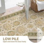 8x10 Area Rug Machine Washable Boho Rug for Living Room,Ultra-Thin Low Pile Carpet,Lightweight Indoor Printed Rug,Non Slip Floral Area Rug for Bedroom, Dining Room, Home Office,Green