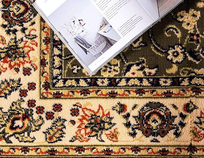 Unique Loom Sialk Hill Collection Area Rug - Washington (9' x 12' Rectangle Green/Hunter Green)