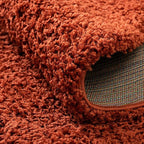 Unique Loom Solid Shag Collection Area Rug (4' 1" Round, Terracotta)