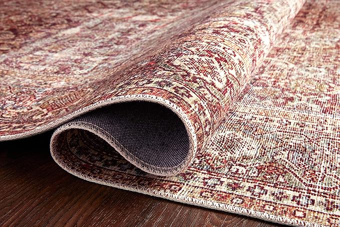 Loloi Layla Collection LAY-11 Cinnamon/Sage 3'-6" x 5'-6" .13" Thick Accent Rug, Soft, Durable, Vintage Inspired, Distressed, Low Pile, Non-Shedding, Easy Clean, Printed, Living Room Rug