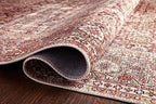 Loloi Layla Collection LAY-11 Cinnamon/Sage 2'-6" x 7'-6" .13" Thick Runner Rug, Soft, Durable, Vintage Inspired, Distressed, Low Pile, Non-Shedding, Easy Clean, Printed, Living Room Rug