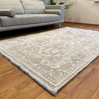 Alfa Rich 4x6 Beige Off White Washable Area Rugs for Living Room Bedroom Kitchen Dining Cotton Rug