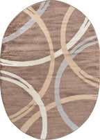 Rugshop Modern Wavy Circles Design Oval Rug, Non-Shedding Carpet for Bedroom, Living Room, or Dining Room, Brown, 5' x 7' Oval