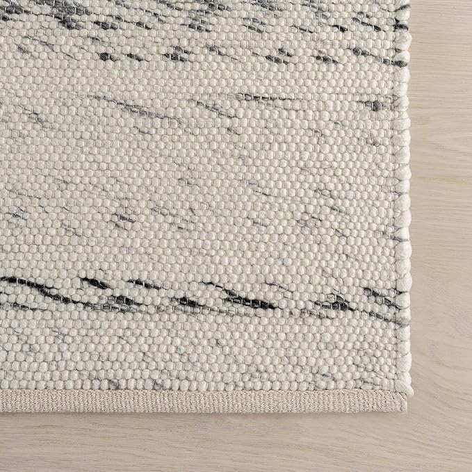 Rugs USA Santa Ynez Ivory/Grey, 7'6" x 9'6", Handmade, Marled, Wool & Cotton, Soft and Cozy, High Traffic, Stain Resistant, Easy Clean, Durable Area Rug for Bedroom, Living Room, Dining, Den, Foyer