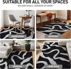 Rugshop Abstract Wavy Shag Area Rug Anthracite Dark Gray 4' x 6' Ideal for Small Living Rooms, Offices, or Beside The Bed