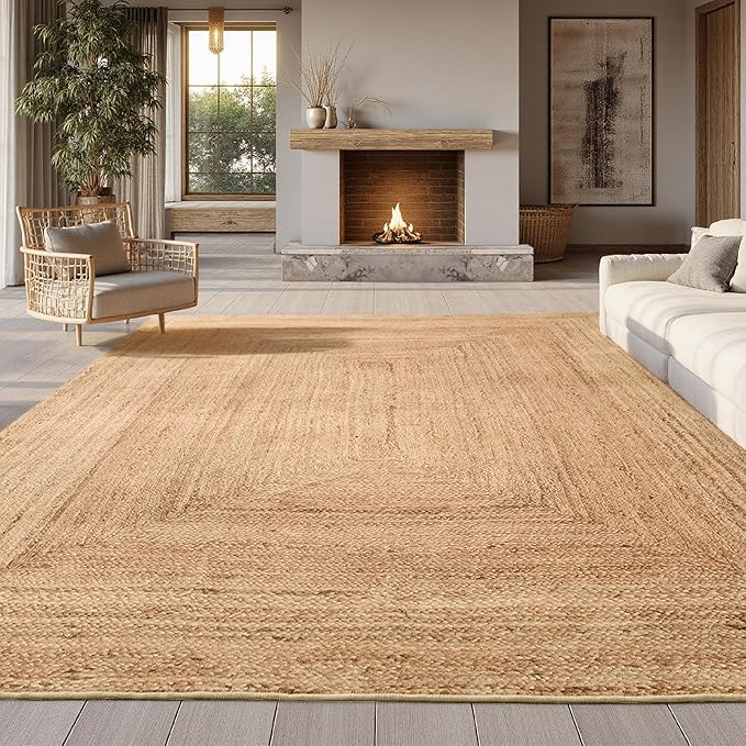 Bedsure 5x7 Printed Jute Rug for Living Room, Machine Washable Rugs, Jute-Look Rug, Non-Slip Backing, Non-Shedding