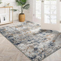 3x5 Machine Washable Area Rug for Entryway, Multicolor Modern Vintage Abstract Rug Non-Slip Low Pile Soft Faux Wool Small Carpet, Kids and Pets Friendly for Bedroom Kitchen Hallway Home Decor Rug