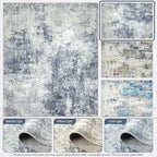 Washable Area Rug for Living Room 6x9 - Neutral Modern Abstract Rugs, Soft Non Slip Thin Carpet with for Bedroom, Under Dining Room Table, Home, Office, Dorm - Indigo Gray