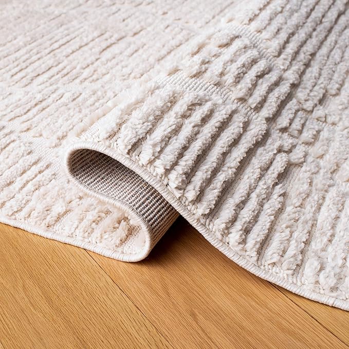 SAFAVIEH Area Rug 8x10 - Marrakech Collection - Large - Beige, Moroccan Boho Tribal Tassel Design, Non-Shedding & Easy Cleaning, Ideal for Living Room, Bedroom, Office, Dining Space (MRK517C)