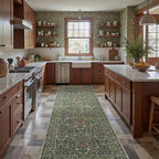 Bavni Floral Hallway Runner Rug 2'6" x 8', Washable Non Skid Boho Carpet for Entryway Kitchen Laundry Room, Soft Ultra Thin Botanical Long Runner for Indoor Floor Decor, Emerald Green