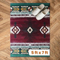 YHSF South West Native American Area Rug C318 - Easy Clean, Thick, Soft, Durable Native Tribal American Indian Inspired Rug for Bedroom/Living Room and More - Burgundy, 5 Feet x 7 Feet