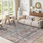 Dripex Washable Rugs 8x10 Area Rug for Living Room - Stain Resistant Distressed Rugs for Bedroom Dining Room Non-Slip Low-Pile Soft Farmhouse Office Home Decor, Pet & Child Friendly