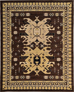 Unique Loom Taftan Collection Border Geometric Tribal Inspired Design Area Rug (8' 0 x 10' 0 Rectangular, Brown/ Tan)