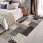 Modern Geometric Patchwork Indoor Runner Rug for Living Room, Blue-Taupe 2'x 6' Rug Rockwood Collection Hardwood Floors Decor for Bedroom, Blue Throw Carpet for Office Entryway Dining Room