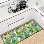 Green Botanical Tropical Leaves Rug 3.3x7ft - Non-Slip Washable Runner, Soft Durable Floor Mat for Hallway, Kitchen, Bedside, Entryway Home Decor